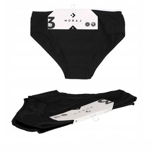 3x Majtki Bawełniane Figi Damskie Gładkie Klasyczne Czarne Proste MORAJ L na Arena.pl