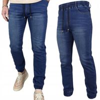 SPODNIE Męskie JEANSOWE długie JOGGERY mocne rozciągliwe PAS Z GUMKĄ