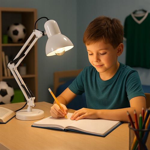 LAMPKA NOCNA KREŚLARSKA NA BIURKO BIURKOWA DO CZYTANIA KABEL 180CM E27 na Arena.pl