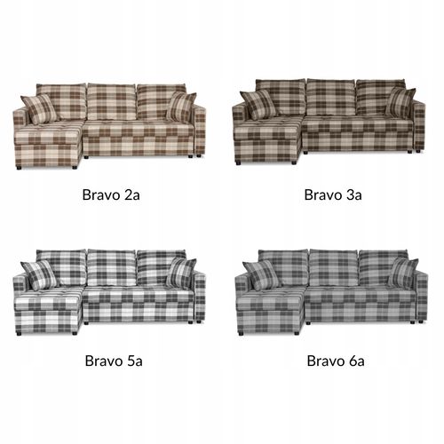 Narożnik rogówka Winston funkcja spania Family Meble krata brązowo - beżowa na Arena.pl