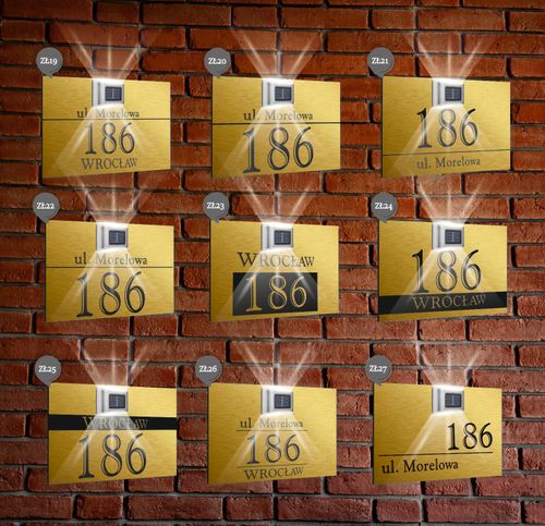 ZŁOTA TABLICZKA ADRESOWA nierdzewna dibond z lampką numer domu 40x30 na Arena.pl