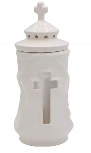 Znicz ceramiczny kapliczka biały 32cm z lampką led na Arena.pl