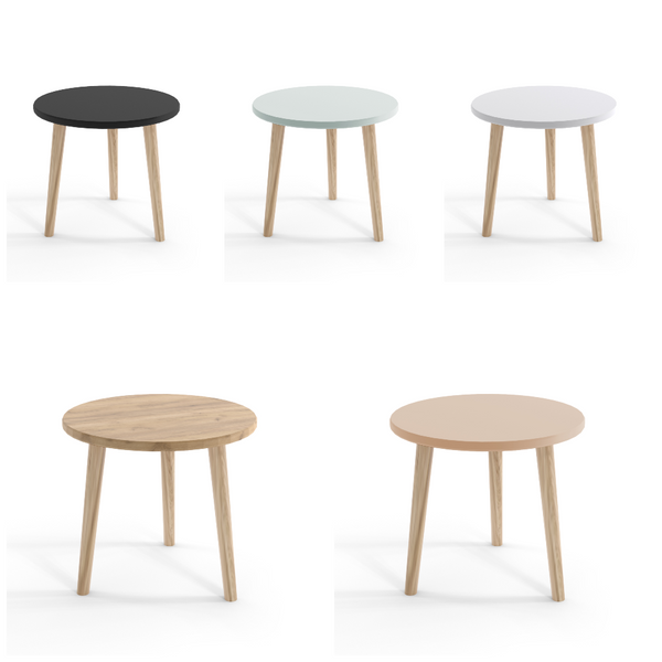 Stolik kawowy Skandynawski Biały mat + drewniane nogi zdjęcie 5