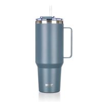 stalowy kubek termiczny termos 1200ml z rączką i słomką banquet twain szary