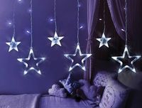 KURTYNA ŚWIETLNA LED GWIAZDKI ŚWIATŁO ZIMNE BIAŁE 138 X LED 3M 230V WEWN