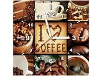 30X30CM ZEGAR LOVE COFFEE OBRAZ DREWNO