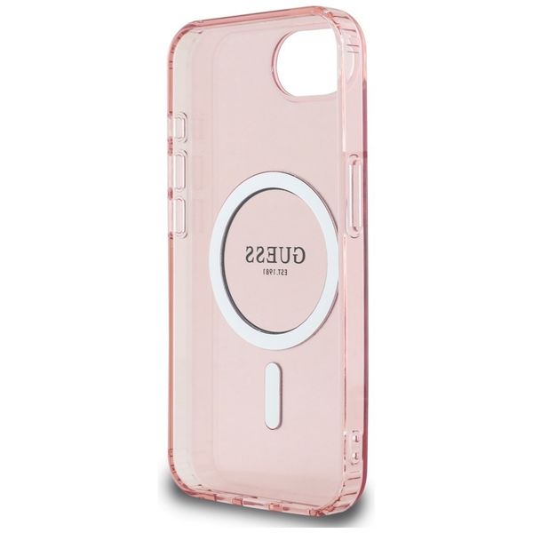 Etui Guess IML Glitter Circle MagSafe do iPhone 16e różowy zdjęcie 7