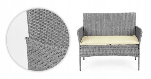 Komplet mebli ogrodowych z technorattanu ławka stolik krzesła szary MultiGa na Arena.pl