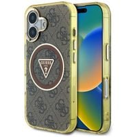 Etui Guess IML Metal Glitter 4G Circle Triangle MagSafe do iPhone 16 brązow