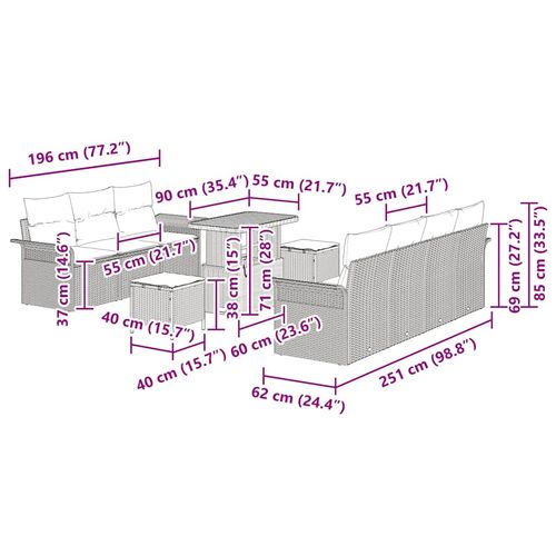 Zestaw Sof na Ogród 10 pcs Czarny polirattan na Arena.pl