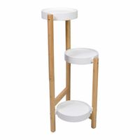 Stojak na kwiaty, bambus/metal, 36,5 x 33 x 70 cm, biały