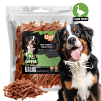 Przysmaki dla psa z kaczką 90% miękkie paski 500 g Uniq Pets