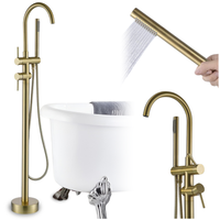 Bateria wannowa wolnostojąca szczotkowane złoto