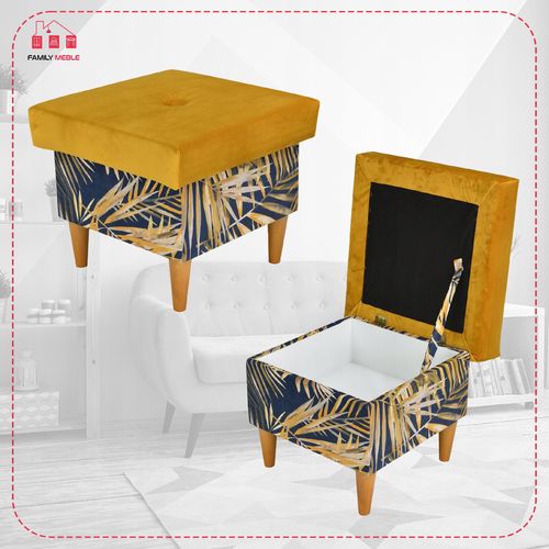 Fotel uszak Ari Print Duo z podnóżkiem, skandynawski Family Meble pufa na Arena.pl