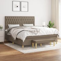 Łóżko kontynentalne z materacem, taupe, tkanina, 180x200 cm