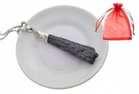 Wisiorek Męski Czarny Turmalin Skrzydło Oprawia Srebrny Łańcuszek Kulkowy