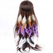 Pióropusz OPASKA do Włosów INDIAŃSKI FIOLETOWY A12