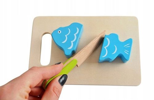 DREWNIANE WARZYWA I OWOCE NA MAGNES ZESTAW DO KROJENIA ZABAWKA EDUKACYJNA na Arena.pl