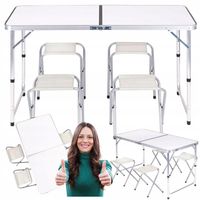 STÓŁ SKŁADANY TURYSTYCZNY + 4 x KRZESŁO ZESTAW NA BIWAK PIKNIK CATERINGOWY