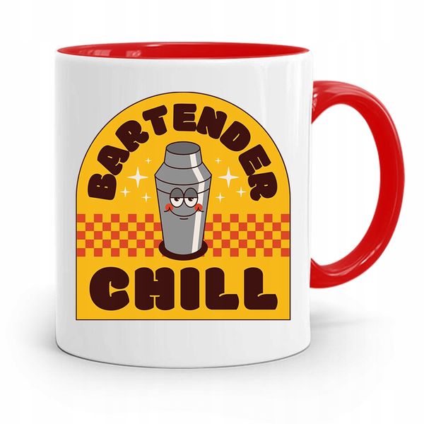 Kubek Czerwony Prezent Dla Barmana Bartender Chill Z Nadrukiem Ze Zdjęciem zdjęcie 1
