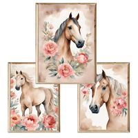 Zestaw trzech plakatów dla dzieci Konie