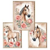 Zestaw trzech plakatów dla dzieci Konie
