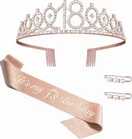 AKCESORIA NA 18 URODZINY DZIEWCZYNY ZESTAW SZARFA DIADEM SPINKI PREMIUM