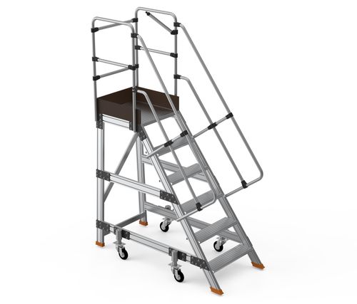 Drabina magazynowa podest jezdny HIGHER 87-YPRO 8705-Y 5 stopni + podest na Arena.pl
