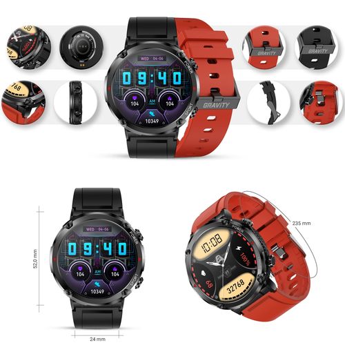 smartwatch gravity gt21-6 + czerwony pasek silikonowy na Arena.pl