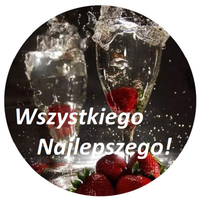 Opłatek na tort Szampan Whisky Drink Postać Kobieta Balony Kwiaty Urodziny