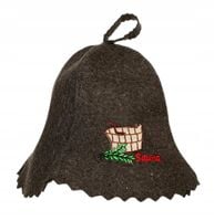 SAUNA KAPELUSZ - CZAPKA DO SAUNY 100% WEŁNA OWCZA SZARA Z LOGO