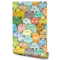 Tapeta Dziecięca Kolorowe Malowane KOTKI Komiks