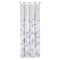 Zasłona Antea 140X250 biała z różowym wzorem kwiatów przelotki