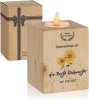 Romadedi Drewniany Świecznik Prezent Dla Najlepszej Siostry 7x7x9 cm