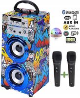 Głośnik przenośny Dynasonic E-025 Bluetooth USB AUX FM + 2x Mikrofon HIT !
