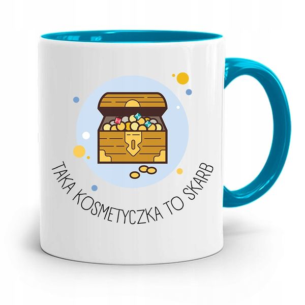 Kubek Błękitny Dla Kosmetyczki To Skarb Prezent Z Nadrukiem Ze Zdjęciem zdjęcie 1
