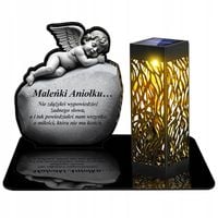 ZNICZ SOLARNY LED WIECZNY NA CMENTARZ GRÓB Anioł Stróż Na Kamieniu DZIECKA