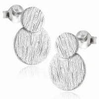 ELEGANCKIER RODOWANE SREBRNE KOLCZYKI POŁĄCZONE CHROPOWATE KÓŁKA KÓŁECZKA