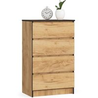 Komoda do sypialni, 4 szuflady, STILO, 60x40x99 cm, dąb craft | TYLETEGOTU
