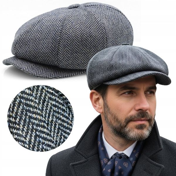 Kaszkiet męski OCIEPLANY Czapka Old School 40% WEŁNY Pako Jeans Retro Style zdjęcie 1