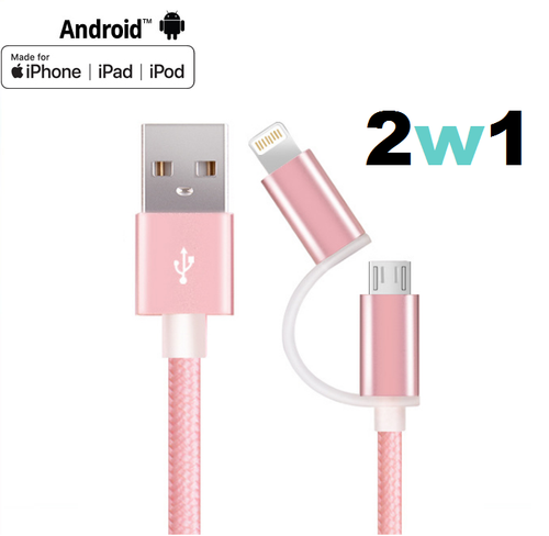 SOLIDNY KABEL USB 2w1 Micro USB + LIGHTNING iPhone na Arena.pl