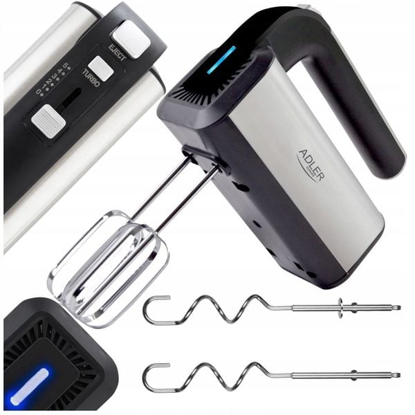 Mikser Ręczny Robot Kuchenny 800W 5 Biegów TURBO 4 Końcówki Mieszadła Haki zdjęcie 1