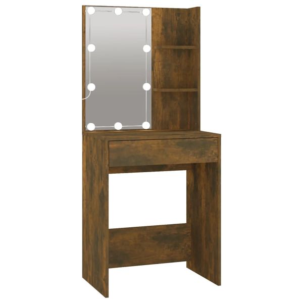 Toaletka z oświetleniem LED i szafką, przydymiony dąb zdjęcie 8