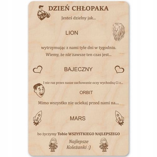 PREZENT na DZIEŃ CHŁOPAKA od koleżanek z pracy szkoły TABLICZKA na słodycze na Arena.pl