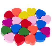 Drewniane koraliki SERCA serduszka 15mm mix 20szt.