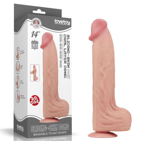 14'' King Sized Sliding Skin Dual Layer Dong zdjęcie 1