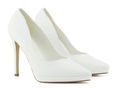 Białe szpilki na platformie eko skóra 39 na Arena.pl