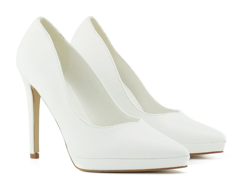 Białe szpilki na platformie eko skóra 39 zdjęcie 2