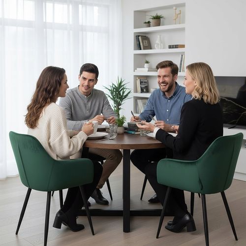KRZESŁO WELUROWE TAPICEROWANE NOWOCZESNE CZARNE NOGI BUTELKOWA ZIELEŃ na Arena.pl