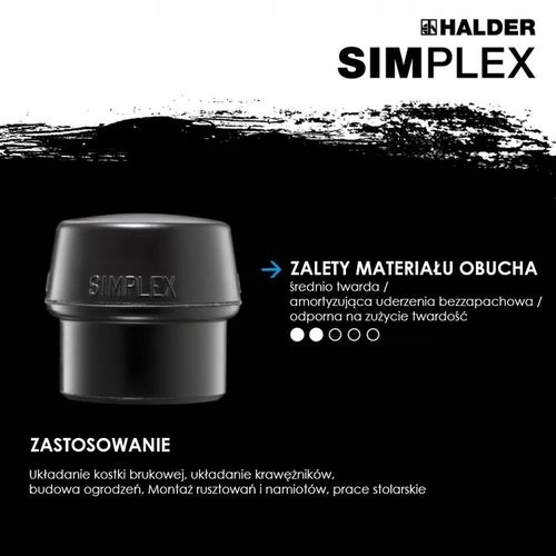 Simplex 80 Obuch Brukarski Guma do Młotka Halder 80mm Gumowy Końcówka 80 mm na Arena.pl